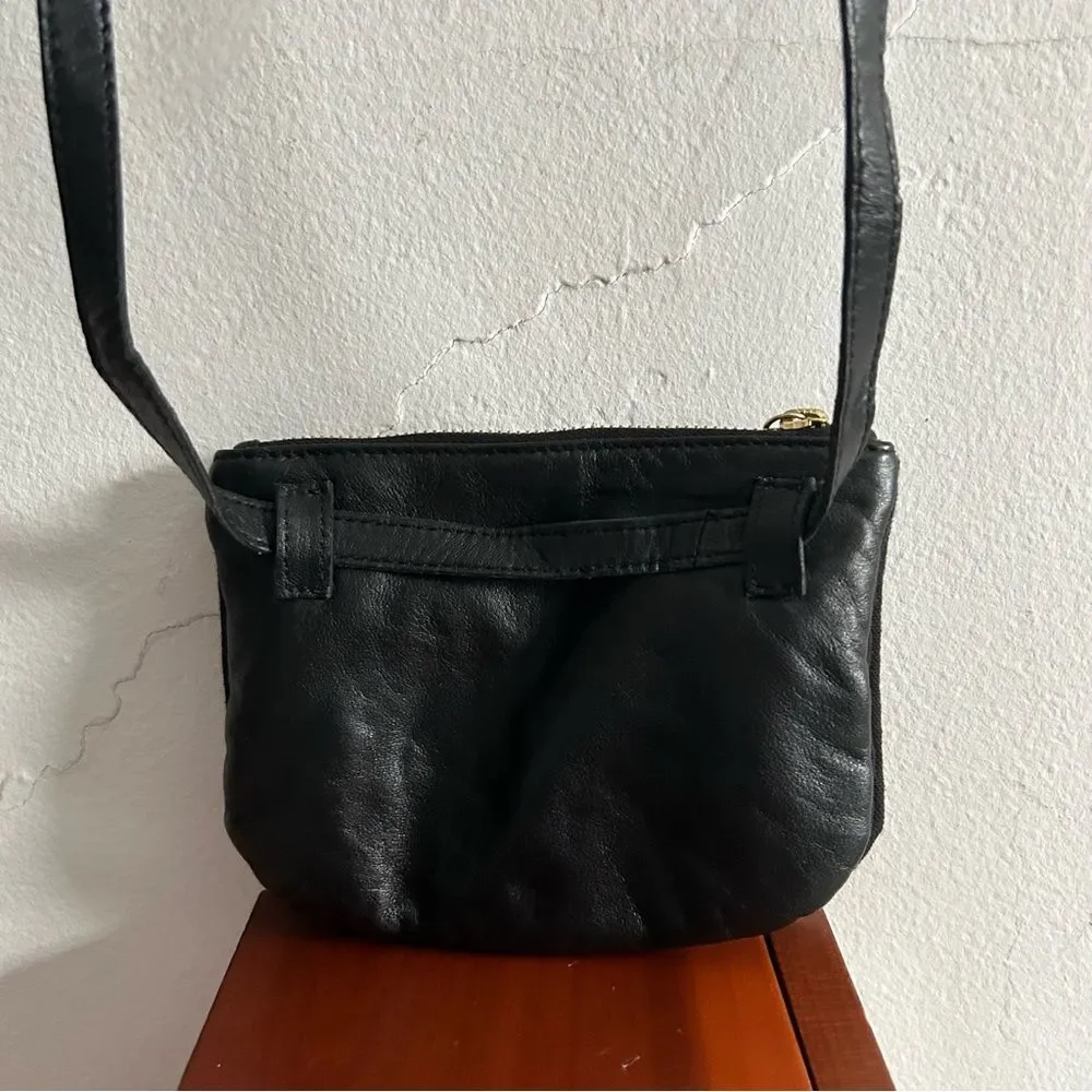 Free People Payton Lamb Leather Belt Bag Pouch Wallet Black